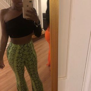 Lime green snake print pants worn once